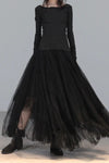 marc le bihan 21907 black backless long-sleeved ballet dress